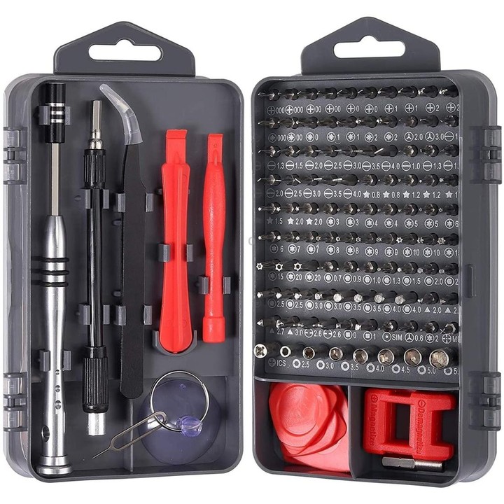 110 in 1 Watch Mobile Phone Disassembly Maintenance Tool Multi-function Chrome Vanadium Steel Screwdriver Set(Black Red)