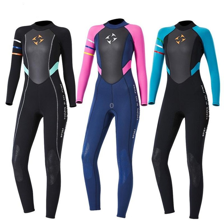 DIVE&SAIL WS-19481 One-piece Long-sleeved Warm Diving Suit Surfing Snorkeling Swimsuit, Size:S(Black Blue)