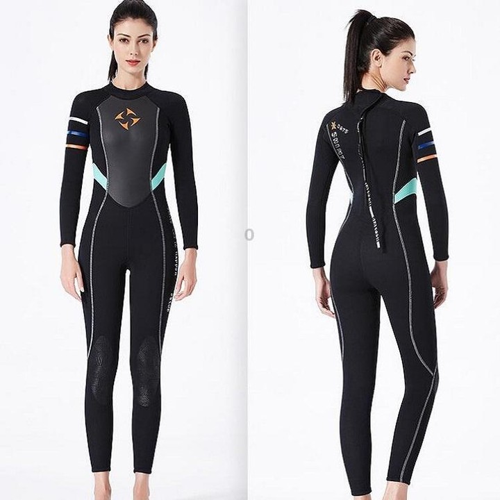 DIVE&SAIL WS-19481 One-piece Long-sleeved Warm Diving Suit Surfing Snorkeling Swimsuit, Size:M(Black)