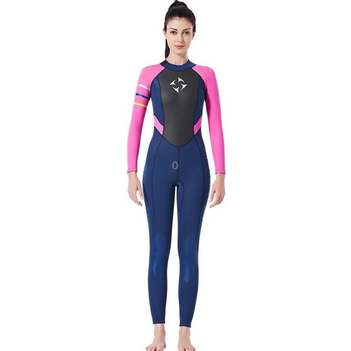DIVE&SAIL WS-19481 One-piece Long-sleeved Warm Diving Suit Surfing Snorkeling Swimsuit, Size:XL(Blue Red)