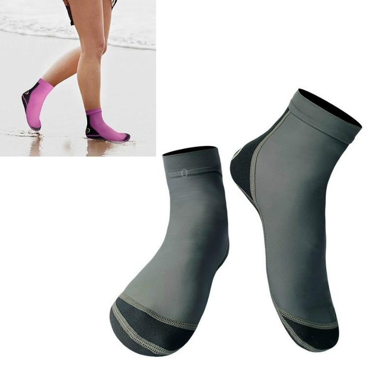 DIVE & SAIL 1.5mm Neoprene + Nylon Snorkeling Socks Diving Socks Anti-slip Anti-scratch Beach Socks, Size:S (33-35)(Men Gray)