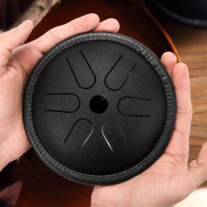5.5 Inch Pocket Drum Ethereal Hand Drumming Leisure Travel Percussion Instrument(Obsidian)