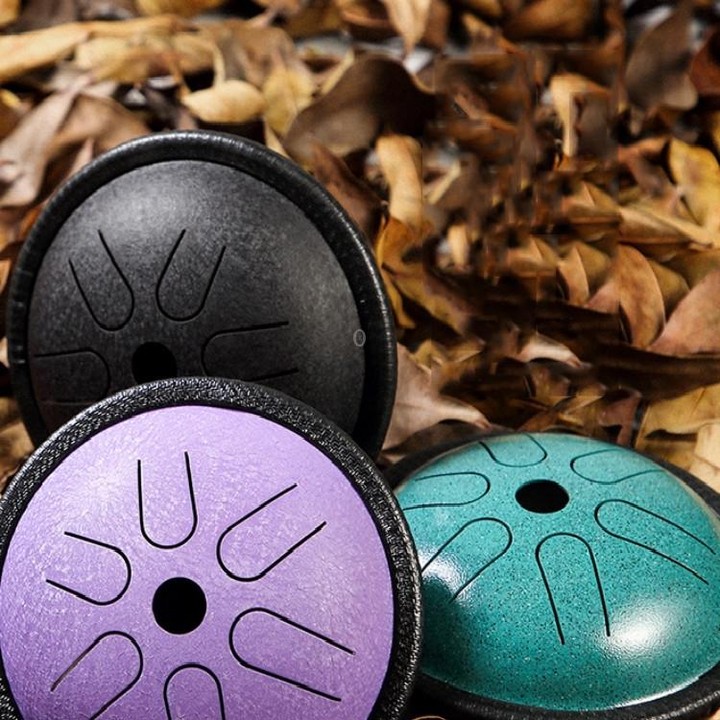 5.5 Inch Pocket Drum Ethereal Hand Drumming Leisure Travel Percussion Instrument(Obsidian)