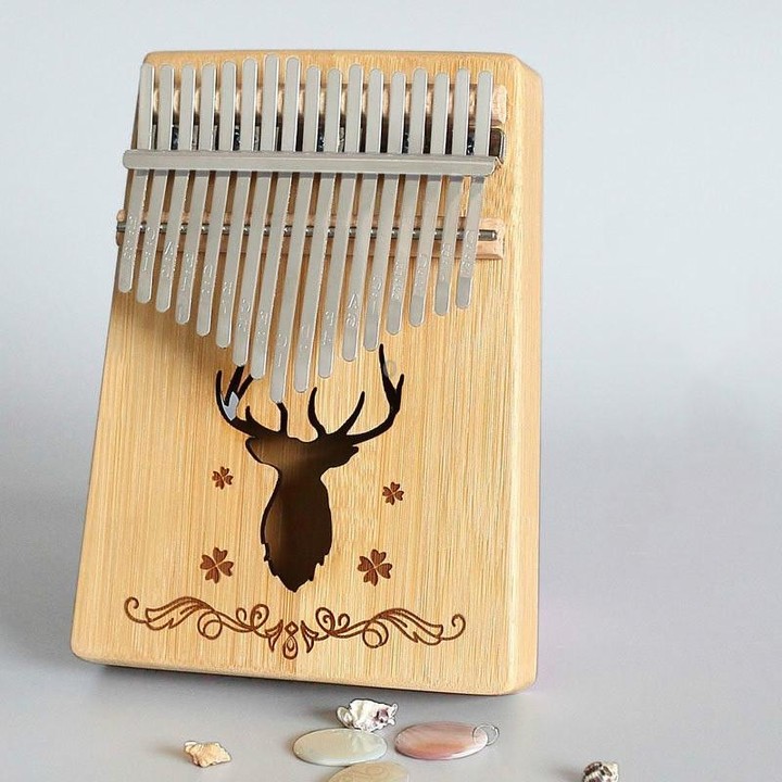 17-tone Kalimba Portable Thumb Piano, Style:Bamboo-Classic Deer