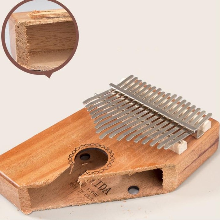 17-tone Kalimba Portable Thumb Piano, Style:Mahogany-Blue (Classic Deer)
