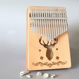 17-tone Kalimba Portable Thumb Piano, Style:Spruce-Classic Deer