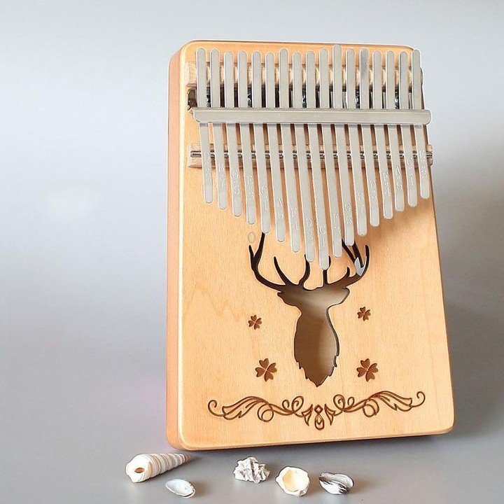 17-tone Kalimba Portable Thumb Piano, Style:Spruce-Classic Deer