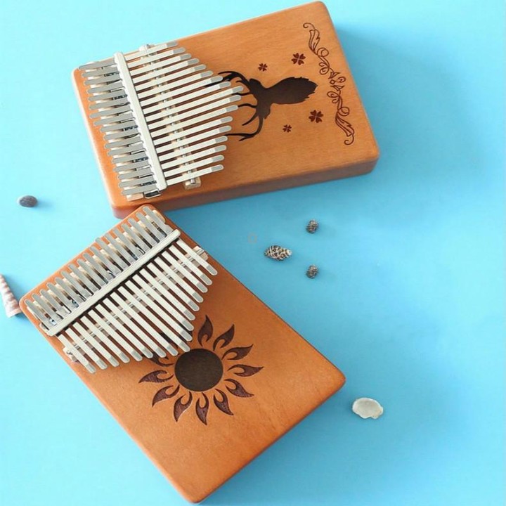 17-tone Kalimba Portable Thumb Piano, Style:Acacia-Classic Deer