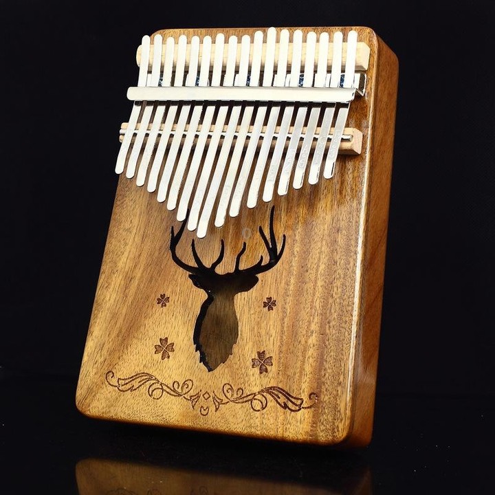 17-tone Kalimba Portable Thumb Piano, Style:Acacia-Classic Deer