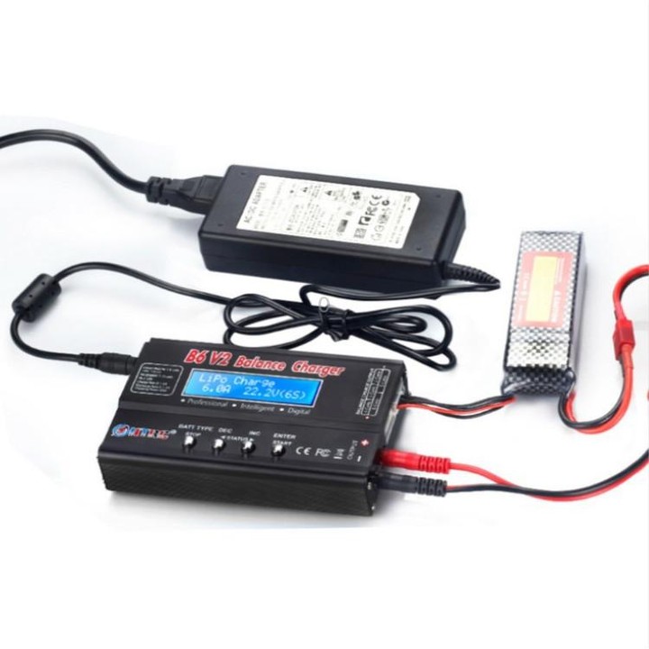 HTRC B6 V2 Balance Charger Intelligent Model Airplane Lithium Battery Charger, EU Plug