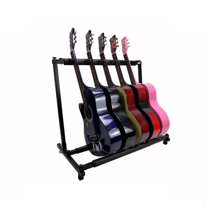 Foldable Long Metal Guitar Display Stand Shelf, Specification:Five Racks