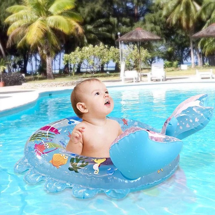 Crab Shape Baby Swimming Ring Sitting Ring Inflatable Float Ring(Blue)