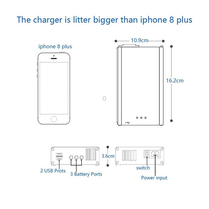 YX For DJI MAVIC 2 Aluminum Alloy Charger with Switch, Plug Type:US Plug