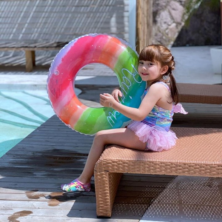 Gradient Color Rainbow Flowers Children Thickened PVC Swimming Ring, Size:70cm