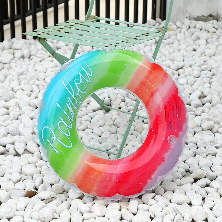 Gradient Color Rainbow Flowers Children Thickened PVC Swimming Ring, Size:80cm