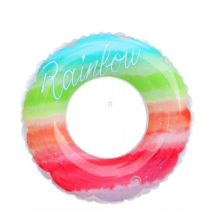 Gradient Color Rainbow Flowers Children Thickened PVC Swimming Ring, Size:90cm