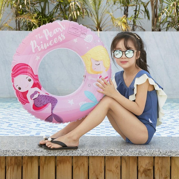 2 PCS Cartoon Mermaid Pattern Thickened PVC Children Swimming Ring, Size:70