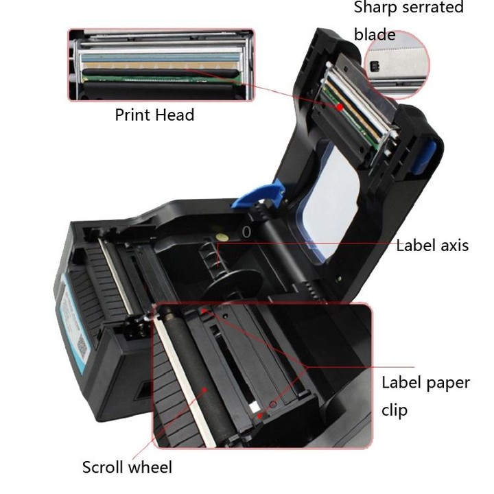 Xprinter XP-370B Barcode Printer Self-adhesive QR Code Printer Label Clothing Tag Thermal Ticket Machine(UK Plug)
