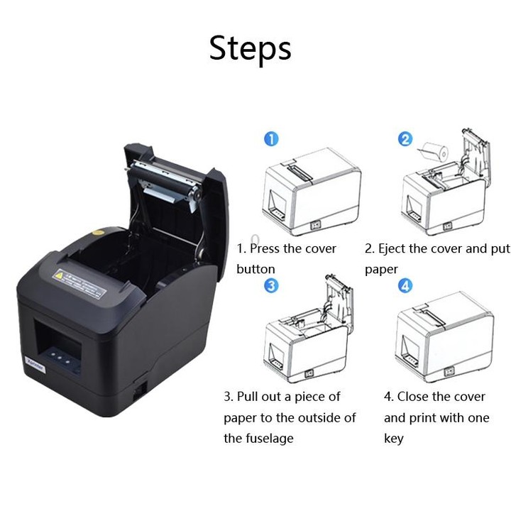 Xprinter XP-A160M Thermal Printer Catering Bill POS Cash Register Printer, Style:UK Plug(Network Port LAN)