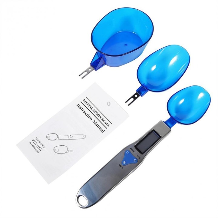 Digital Spoon Scale LCD Display Bulk Food Digital Measuring Tool Scale Range: 500/0.1g, Scoops Amout:3 PCS