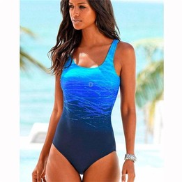 Female Sexy Swimsuit Vintage Swimwear High Neck Bandage Criss Cross Back Swimwear, Size:M(Blue)