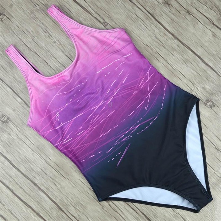 Female Sexy Swimsuit Vintage Swimwear High Neck Bandage Criss Cross Back Swimwear, Size:XL(Purple)