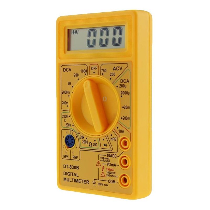 DT-830B Handheld Digital Multimeter Ammeter Voltmeter Digital Display Universal Tester Meter(Yellow)