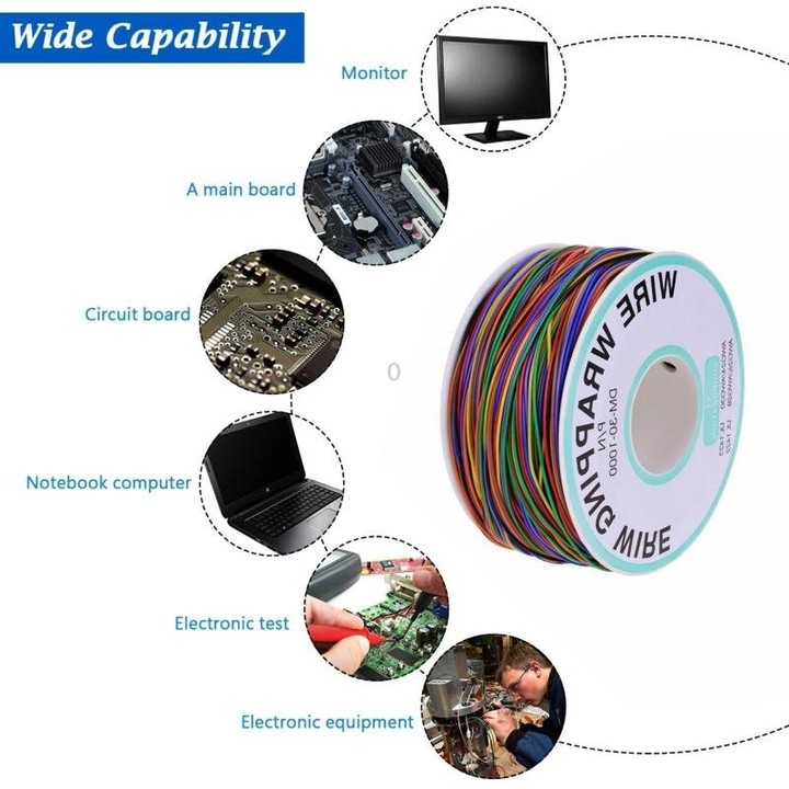 8 Colors 30AWG Wire Tinned Copper Solid PVC Insulation Wrapping Wire