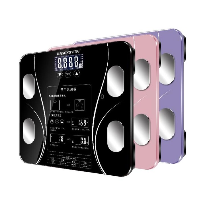 LCD Display Body Electronic Smart Weighing Scales Bathroom Scale Digital Human Weight Scales(Black)