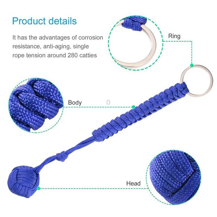Outdoor Security Protection Black Monkey Fist Steel Ball Bearing Self Defense Lanyard Survival Key Chain(ACU camouflage)
