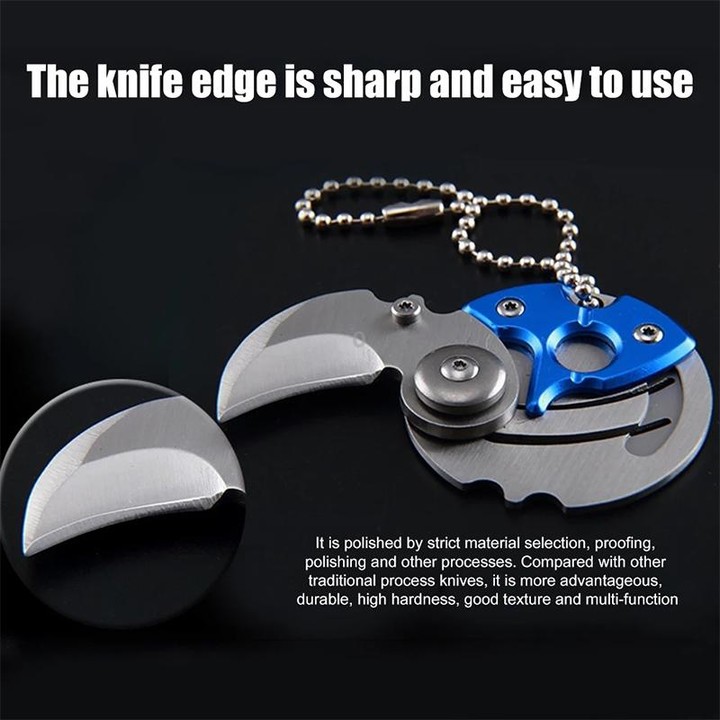 Portable Mini Folding Blade Knife Pocket Small Outdoor Military Survival Knifes Keychain Multitool Self Defense(Red)