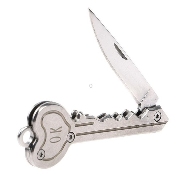 Mini Key Knife Camp Outdoor Keyring Ring Keychain Fold Self Defense Security Multi Tool(Gold)