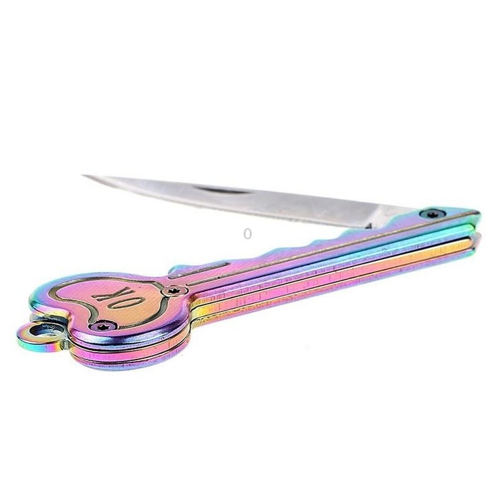 Mini Key Knife Camp Outdoor Keyring Ring Keychain Fold Self Defense Security Multi Tool(Gold)