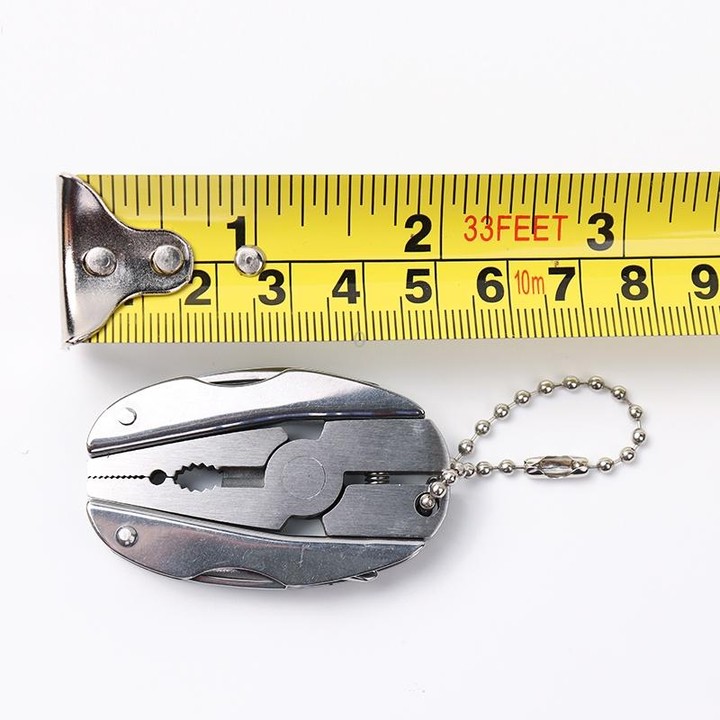Portable Multifunction Folding Plier Stainless Steel Foldaway Knife Keychain Screwdriver(Silver)