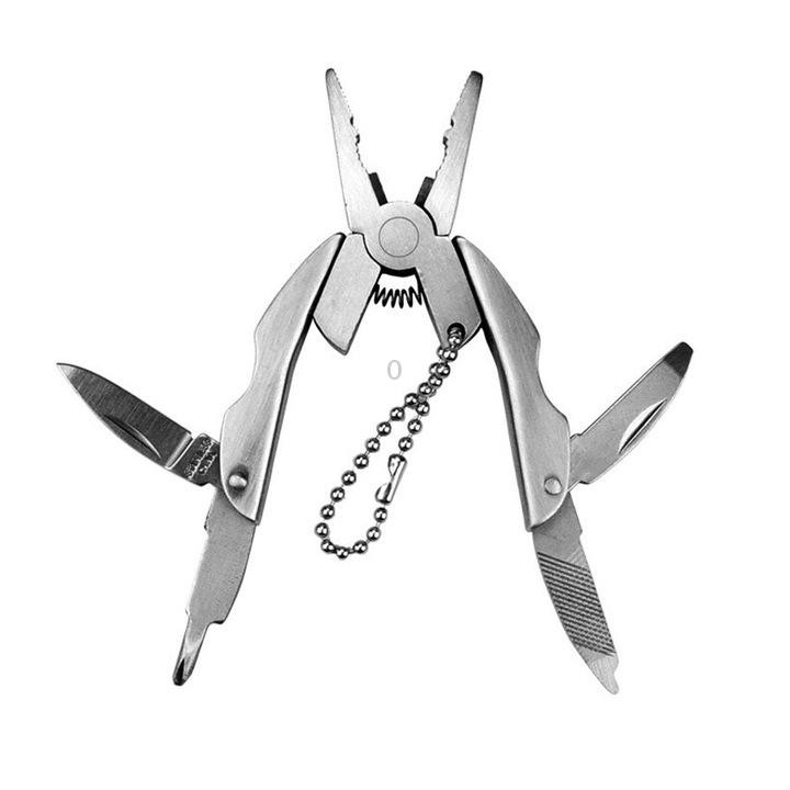Portable Multifunction Folding Plier Stainless Steel Foldaway Knife Keychain Screwdriver(Silver)