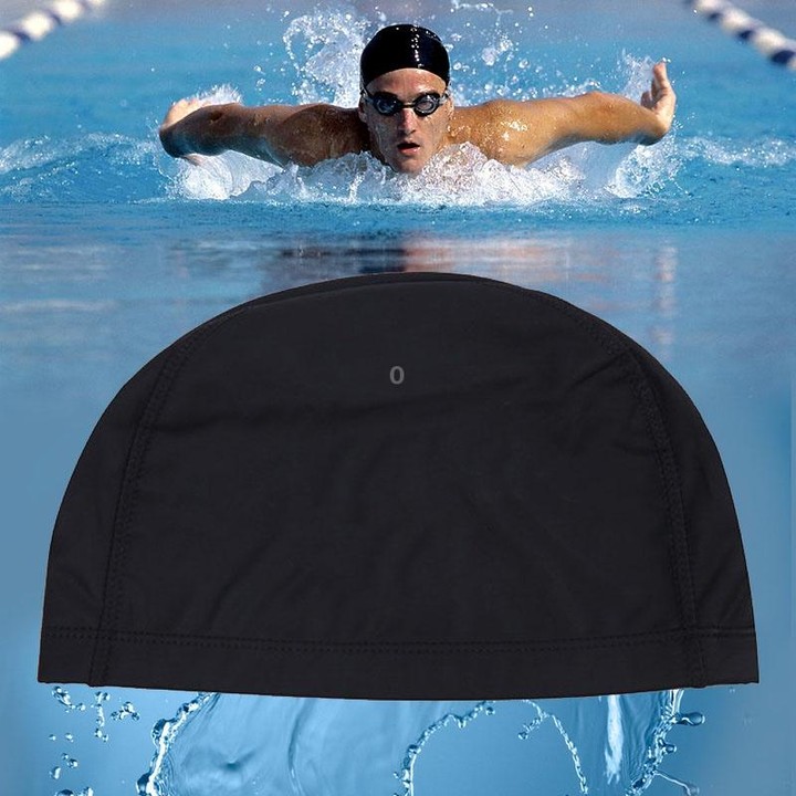 PU Coated Waterproof Enlarged Swimming Cap for Adult Men and Women(Blue)
