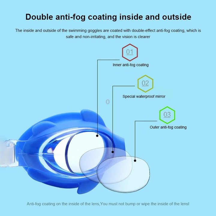 4 in 1 Cartoon Little Crab Waterproof and Anti-fog Silicone Swimming Goggles + Printed Pattern Swimming Cap + Nose Clip Earplugs