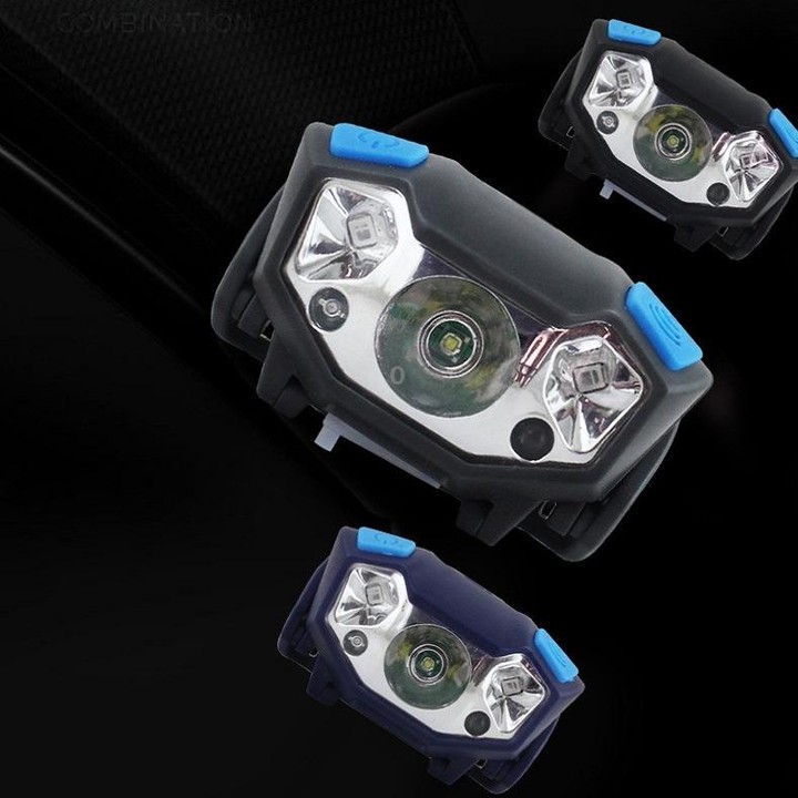 Usb Rechargeable Waterproof Sensor Headlight Outdoor Fishing Light(Black)
