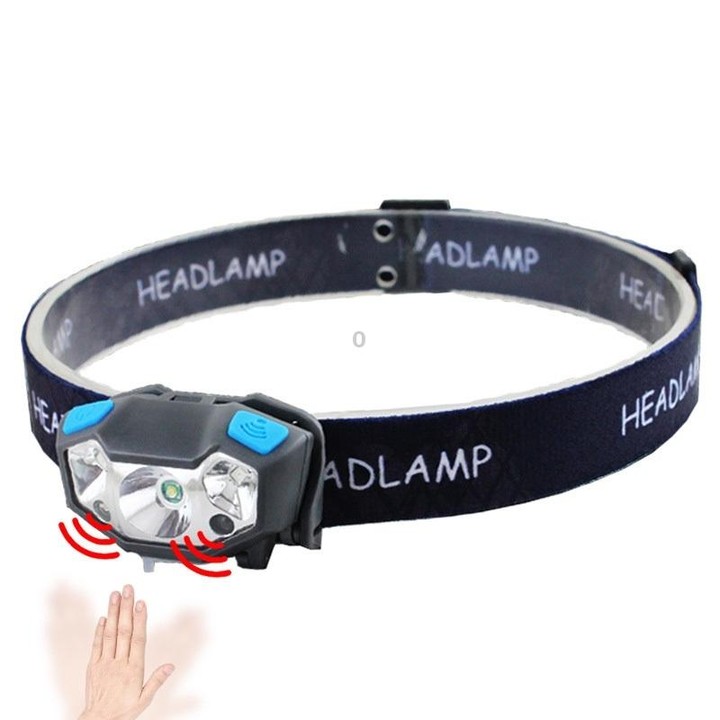 Usb Rechargeable Waterproof Sensor Headlight Outdoor Fishing Light(Black)