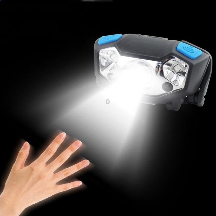 Usb Rechargeable Waterproof Sensor Headlight Outdoor Fishing Light(Black)