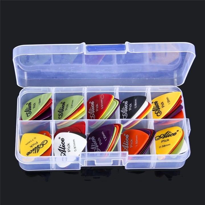 Alice 50 PCS ABS Electric Guitar Picks, Random Color Delivery, Surface:Frosted, Size:0.58-1.5mm 6 Thickness Mixing