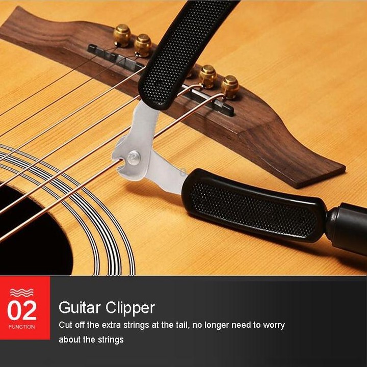 Guitar String Changing Tool Set String Trimmer Winding String Winding Three-in-one Clamp Guitar Accessories(Black Wihout Paper J