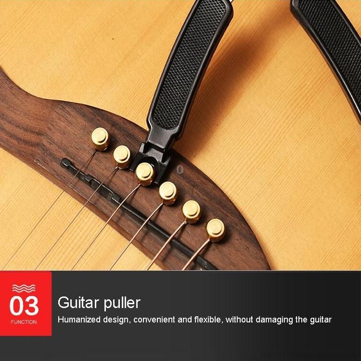 Guitar String Changing Tool Set String Trimmer Winding String Winding Three-in-one Clamp Guitar Accessories(Black Wihout Paper J