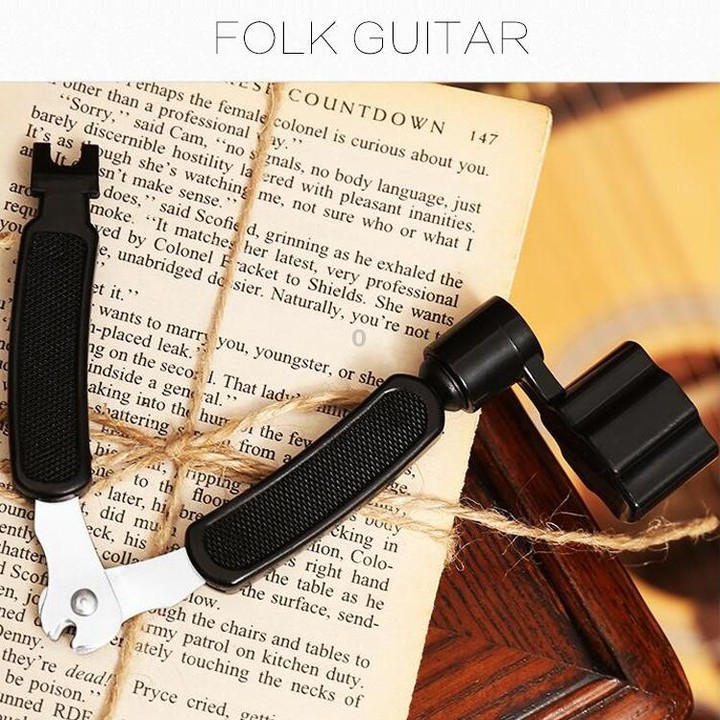 Guitar String Changing Tool Set String Trimmer Winding String Winding Three-in-one Clamp Guitar Accessories(Yellow Wihout Paper