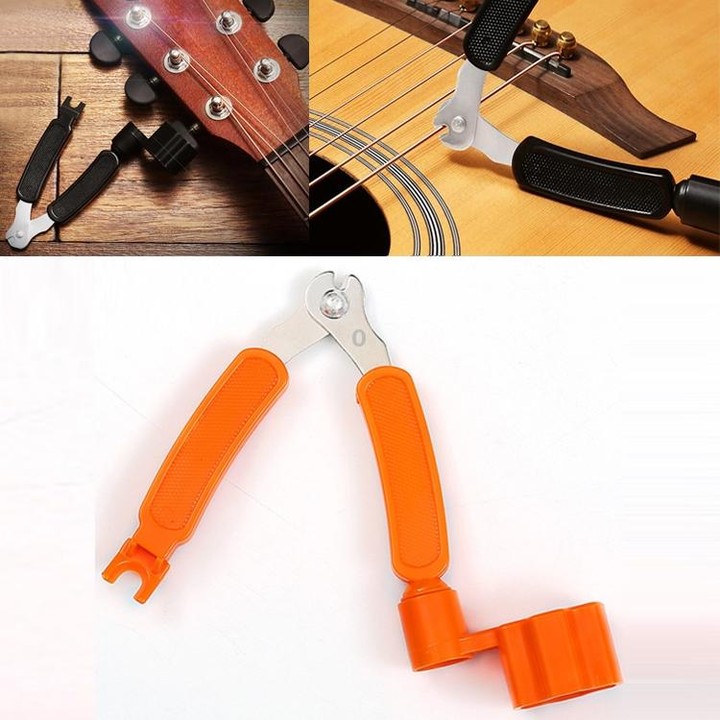 Guitar String Changing Tool Set String Trimmer Winding String Winding Three-in-one Clamp Guitar Accessories(Yellow Wihout Paper