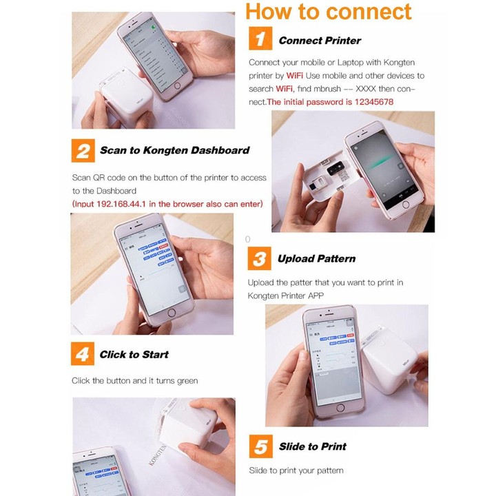 Mbrush Handheld Printer Custom Content Portable Full Color Inkjet Printer with Ink Cartridges