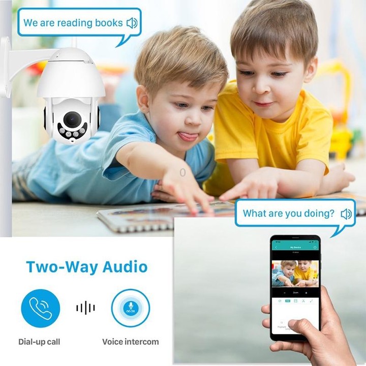 OU-A1IN PTZ Control 355 Degree Rotation Infrared WiFi Smart Dome Camera, Two-Way Voice Intercom Monitor(EU Plug)
