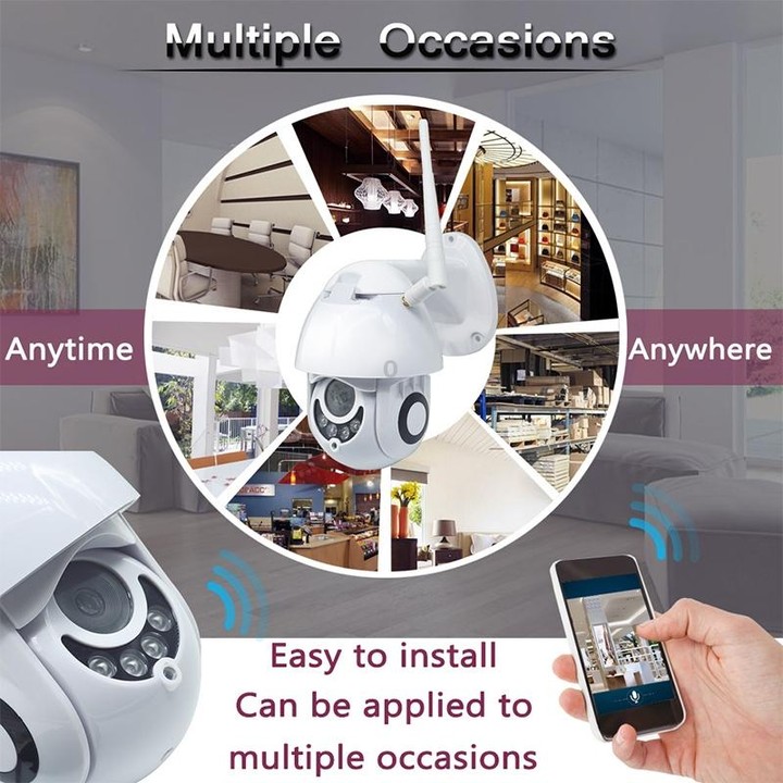 OU-A1IN PTZ Control 355 Degree Rotation Infrared WiFi Smart Dome Camera, Two-Way Voice Intercom Monitor(UK Plug)