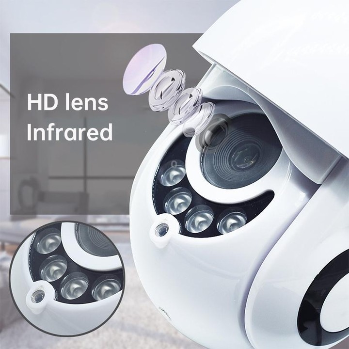 OU-A1IN PTZ Control 355 Degree Rotation Infrared WiFi Smart Dome Camera, Two-Way Voice Intercom Monitor(UK Plug)