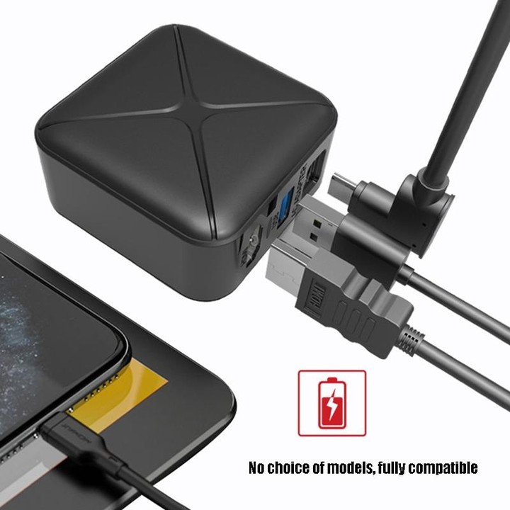 Multi-Function Projection And Charging AC Adapter Base Support Android/PC/Lite For Switch, Specifications:Black+EU Plug